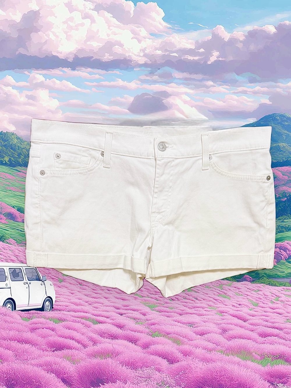 7 For All Mankind White Denim Jean Shorts size 31